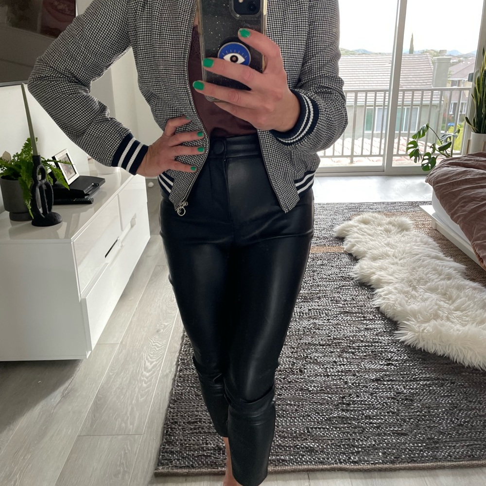 Zara Houndstooth Jacket With Navy And White Trim. - image 2